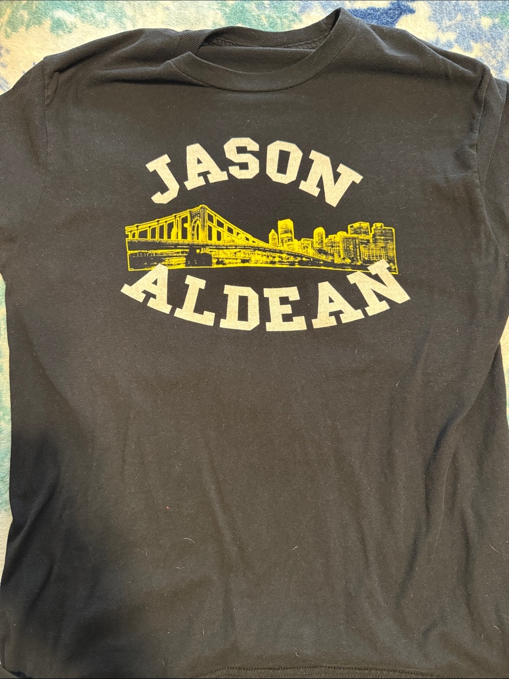 Jason Aldean Black Graphic Tee with Yellow City Print